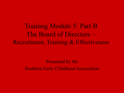 Training Module 5: Part B The Board of Directors &ndash; Recruitment