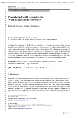 Financial and world economic crisis: What did economists contribute?