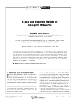 Static and dynamic models of biological networks