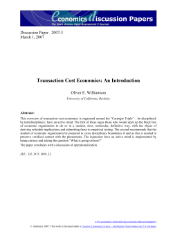 Transaction Cost Economics - Economics E