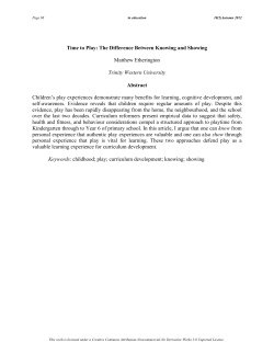 Time to Play: The Difference Between Knowing and