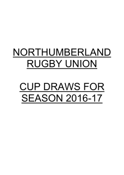NRU Cup Draws - Northumberland Rugby Union