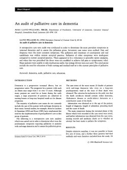 An audit of palliative care in dementia