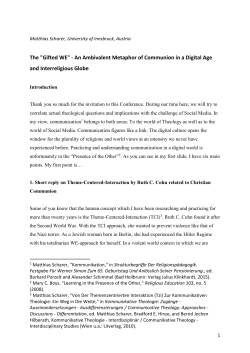 The "Gifted WE" - An Ambivalent Metaphor of