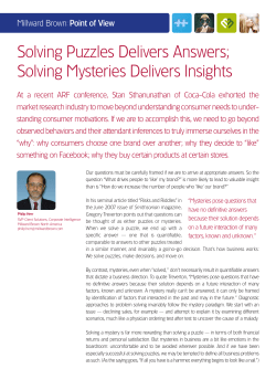 Solving Puzzles Delivers Answers