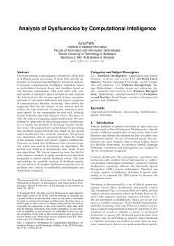 Analysis of Dysfluencies by Computational Intelligence