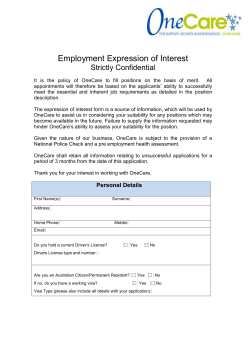 OneCare Expression Of Interest Form
