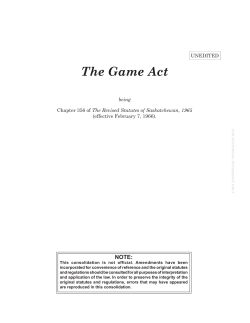 The Game Act - Government of Saskatchewan