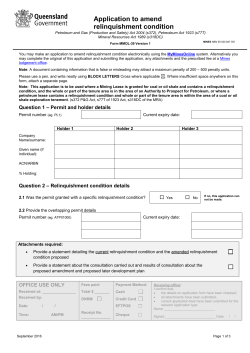 MMOL 39 Application to amend relinquishment condition