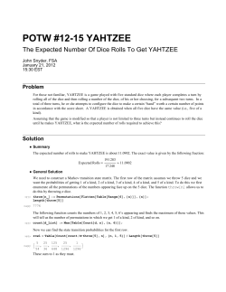 POTW #12-15 YAHTZEE