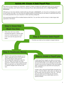 Activity #4&mdash;Create A Debt Payoff Plan