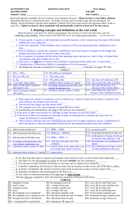 ECONOMICS 102 QUEENS COLLEGE Prof. Dohan