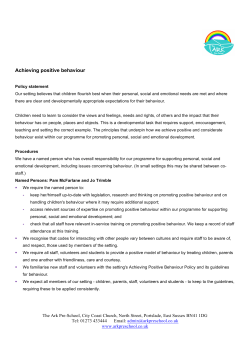 Positive Behaviour Management Policy - Ark Pre