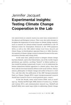 Jennifer Jacquet Experimental Insights: Testing Climate Change