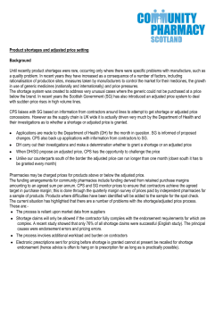 Product shortages and adjusted price setting Background Until