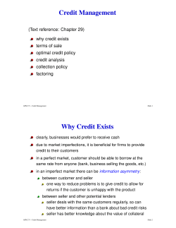 Credit Management Why Credit Exists