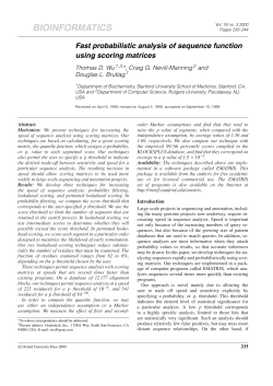Fast probabilistic analysis of sequence function using scoring matrices