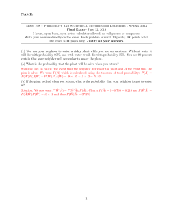 NAME: MAE 108 &ndash; Probability and Statistical Methods for Engineers
