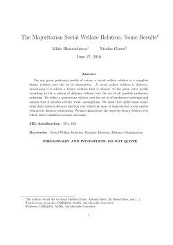 The Majoritarian Social Welfare Relation: Some Results