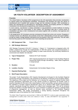 Youth Coordinator - United Nations Iraq