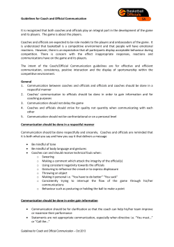 Guidelines for Coach and Official Communication It is