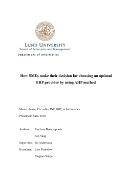 How SMEs make their decision for choosing an optimal ERP