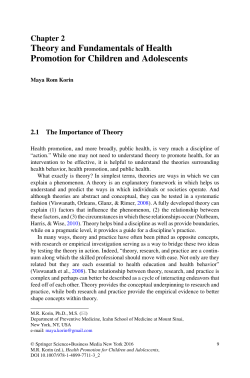 Theory and Fundamentals of Health Promotion for