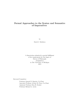Formal Approaches to the Syntax and Semantics of Imperatives