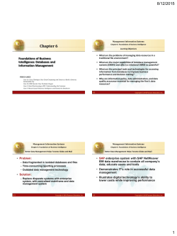 FOUNDATIONS OF BUSINESS INTELLIGENCE: DATABASES AND