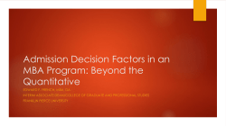 Admission Decision Factors in an MBA Program: Beyond