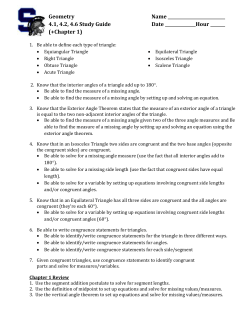 Geometry Name 4.1, 4.2, 4.6 Flash Cards Date Hour Use your notes