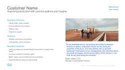 Customer Name Improving production with communications