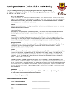 KDCC Junior Policy - Kensington District Cricket Club