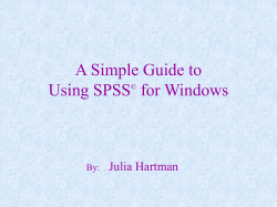 Simple Guide to Using SPSS for Windows