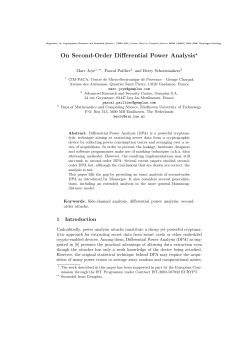 On Second-Order Differential Power Analysis*