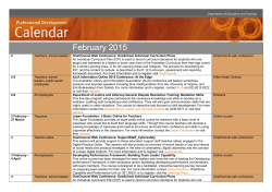 Professional Development Calendar of Events