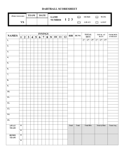 dartball scoresheet - Prairie Dartball League