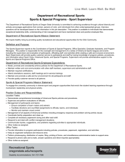 Sport Supervisor - Recreational Sports