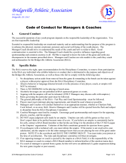 Manager/Coach Code of Conduct - Bridgeville Athletic Association