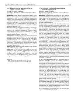 Unpublished Posters: Obstetric Anaesthesia 2014 (Dublin) P1 P2