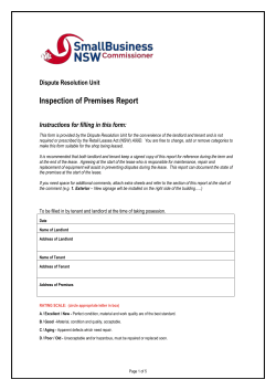 Inspection of premises report - NSW Small Business Commissioner