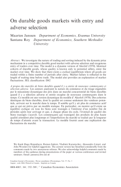 On durable goods markets with entry and adverse selection