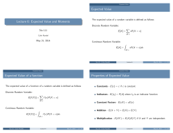 Lecture 6: Expected Value and Moments
