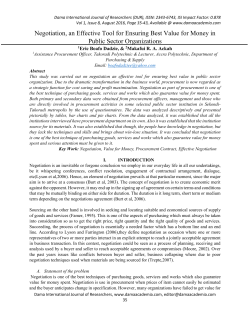 Negotiation, an Effective Tool for Ensuring Best Value for Money in