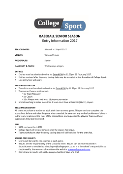 BASEBALL SENIOR SEASON Entry Information 2017