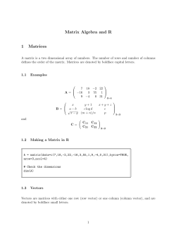 Matrix Algebra and R 1 Matrices