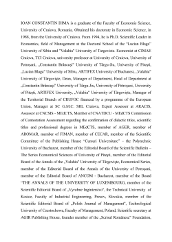 IOAN CONSTANTIN DIMA is a graduate of the Faculty of Economic