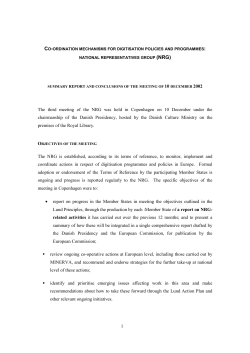 Objectives of the meeting