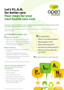 Let`s PLAN for better care Four steps for your next