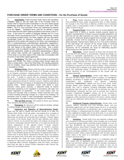 PURCHASE ORDER TERMS AND CONDITIONS